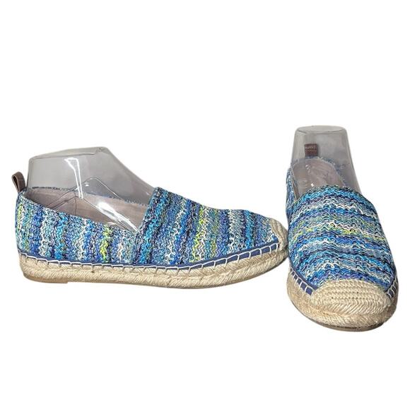 SAM EDELMAN Khloe Blue Stripe Raffia Slip On Espadrille Flats Women's Size 7.5 - Picture 3 of 8